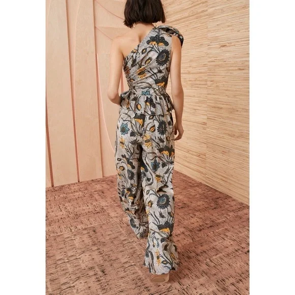 NWT Ulla Johnson One-Shoulder Ruffle Floral Solana Jumpsuit - Picture 5 of 7